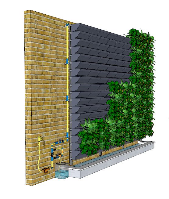 نمای شماتیک یک دیوار سبز هوشمند
